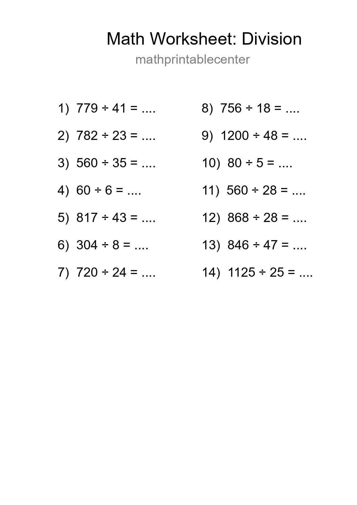 Free 14 Division Math Worksheet For Grade 2 - Part 246