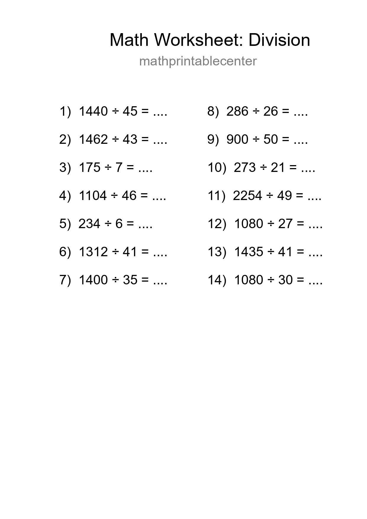 Free 14 Division Math Worksheet For Grade 2 With Answers - Part 213