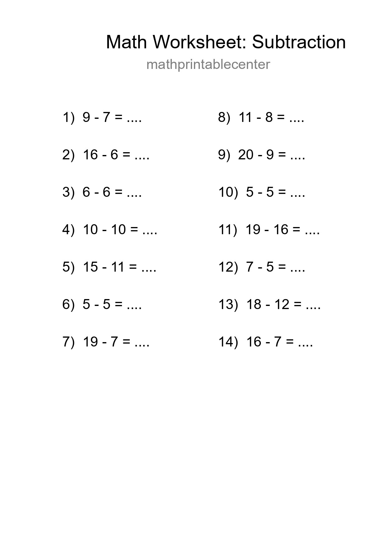Free 14 Subtraction Math Worksheet For Grade 2 With Answers - Part 173