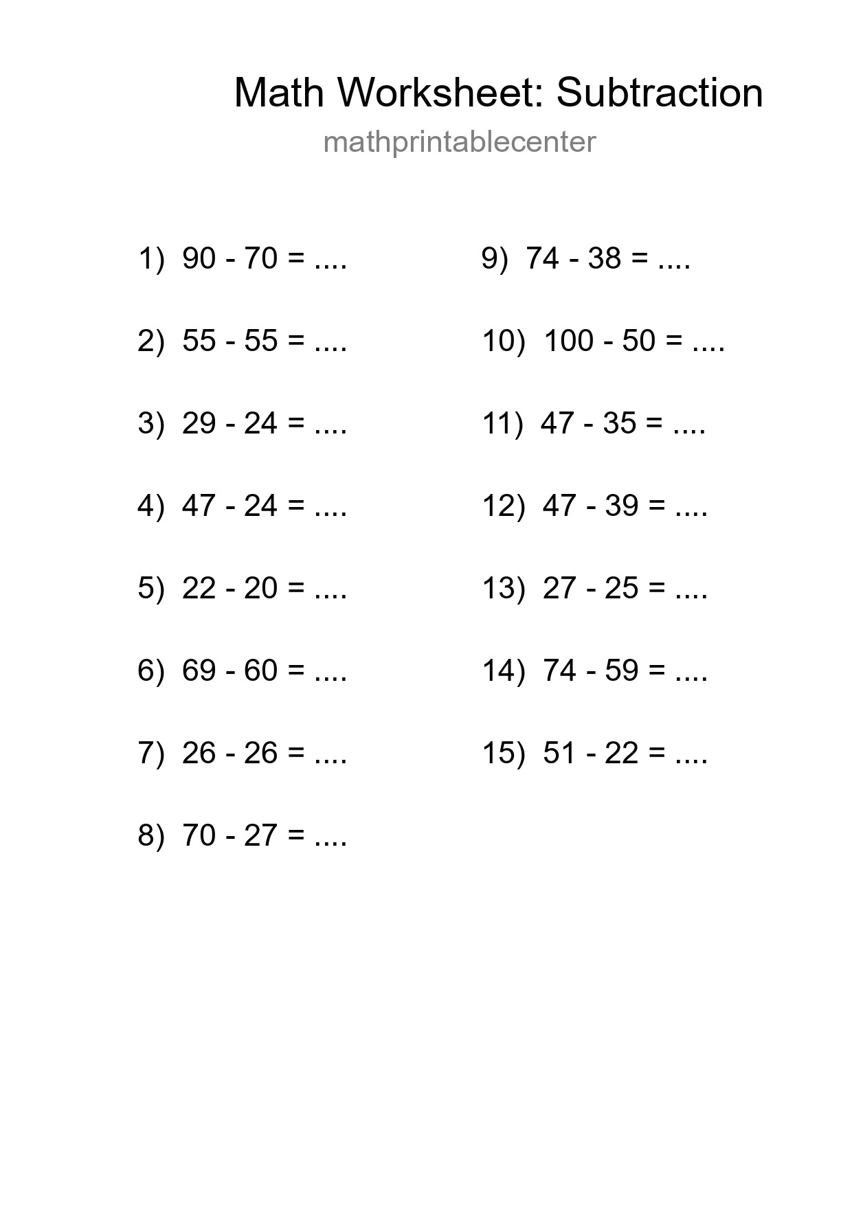Free 15 Subtraction Math Worksheet For Grade 3 With Answers - Part 283
