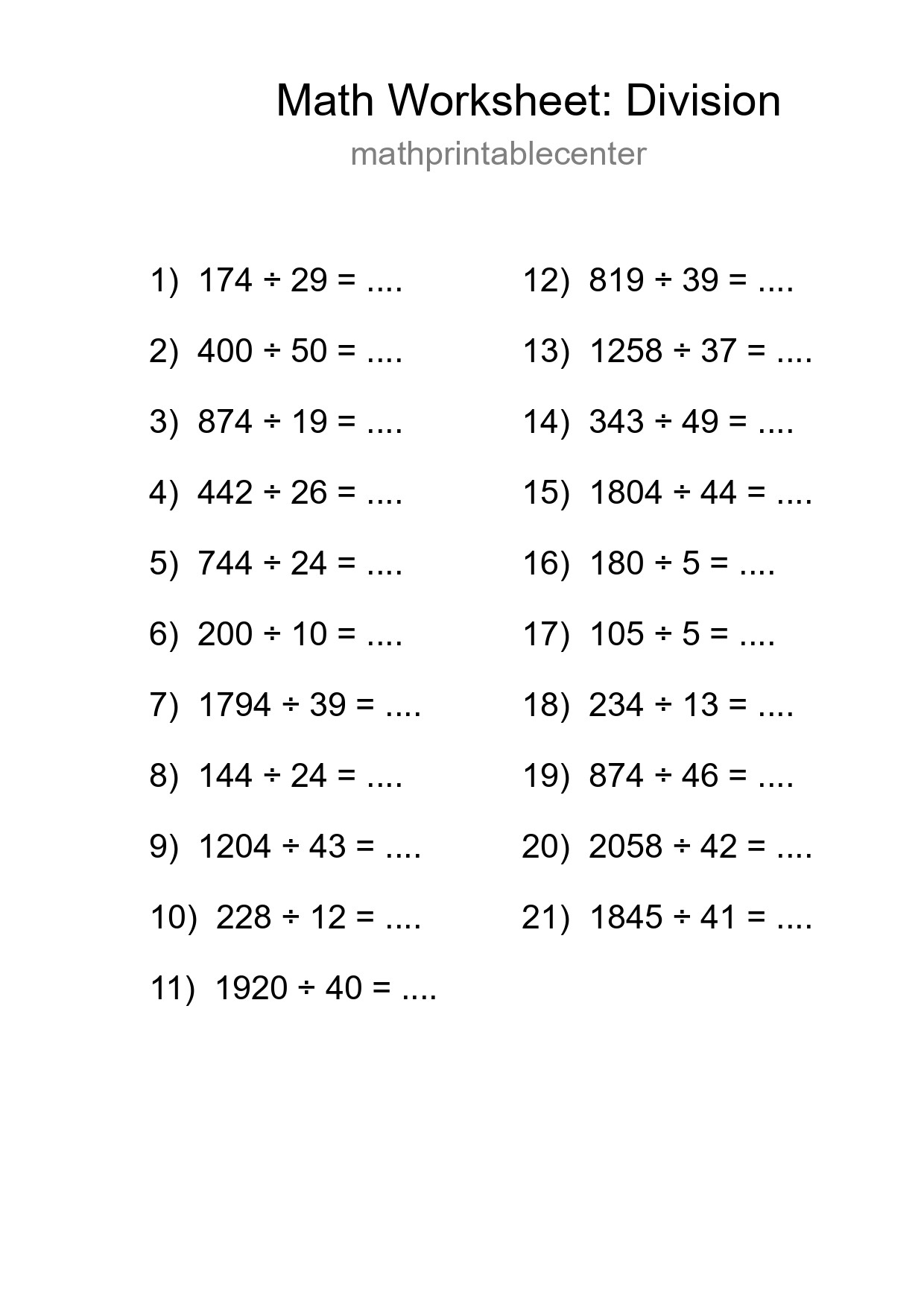 Free 21 Division Math Worksheet For Grade 2 - Part 37