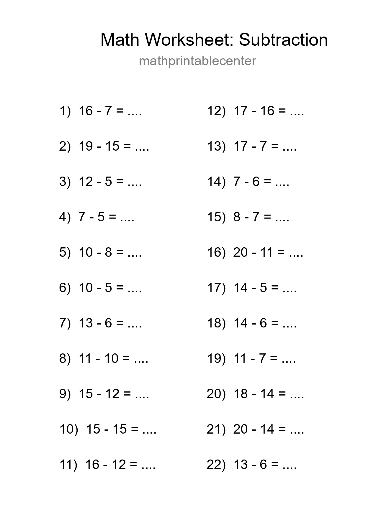 Free 22 Subtraction Math Worksheet For Grade 2 With Answers - Part 118