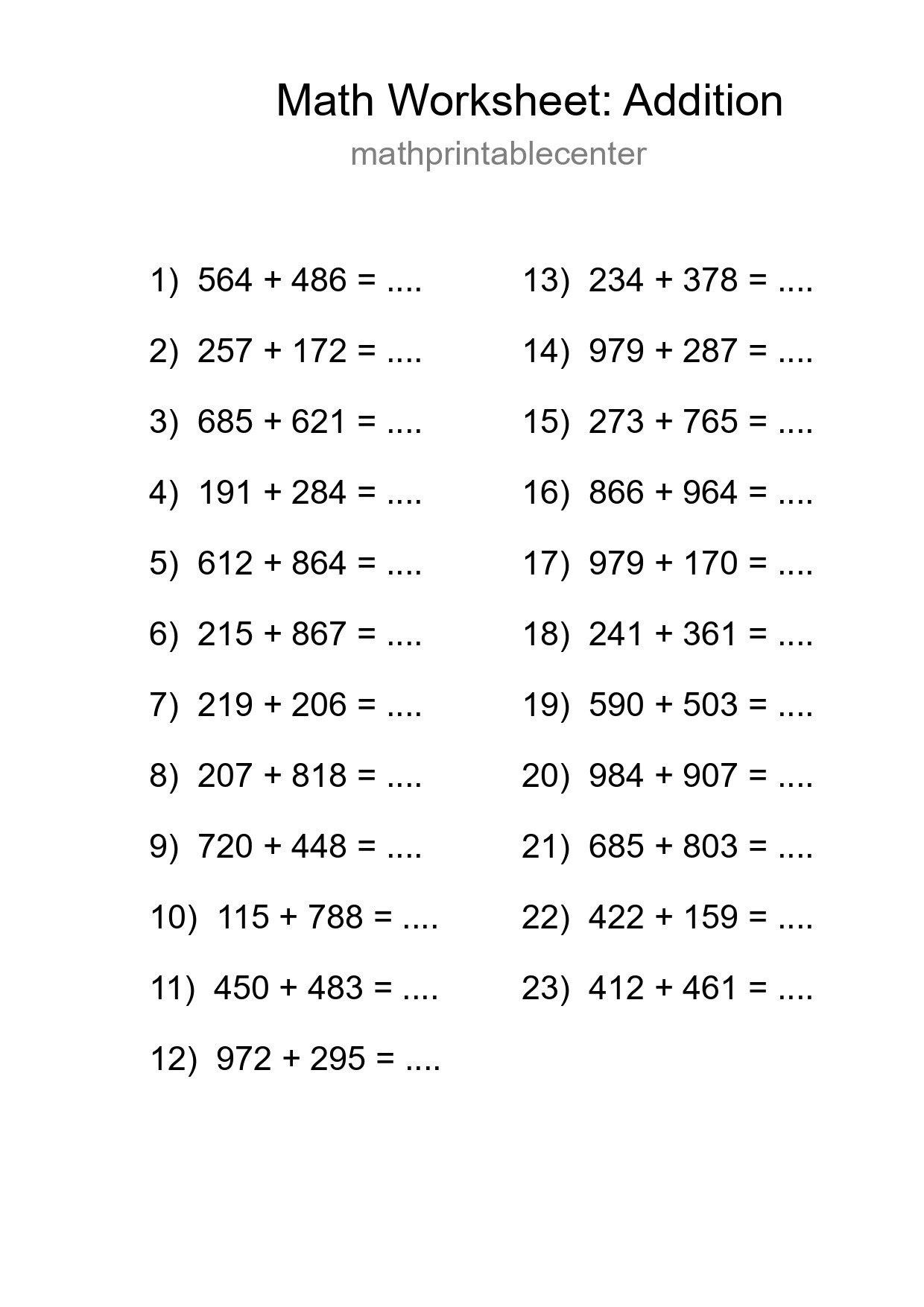 Free 23 Addition Math Worksheet For Grade 5 - Part 133