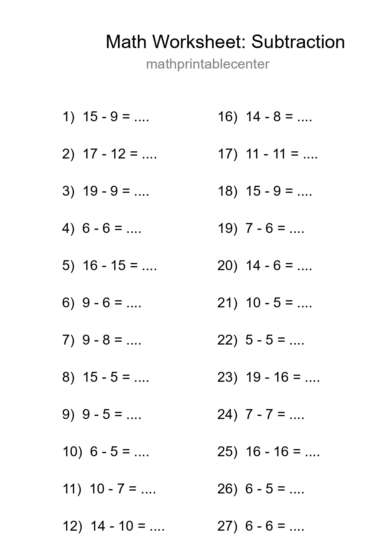 Free 29 Subtraction Math Worksheet For Grade 2 - Part 8