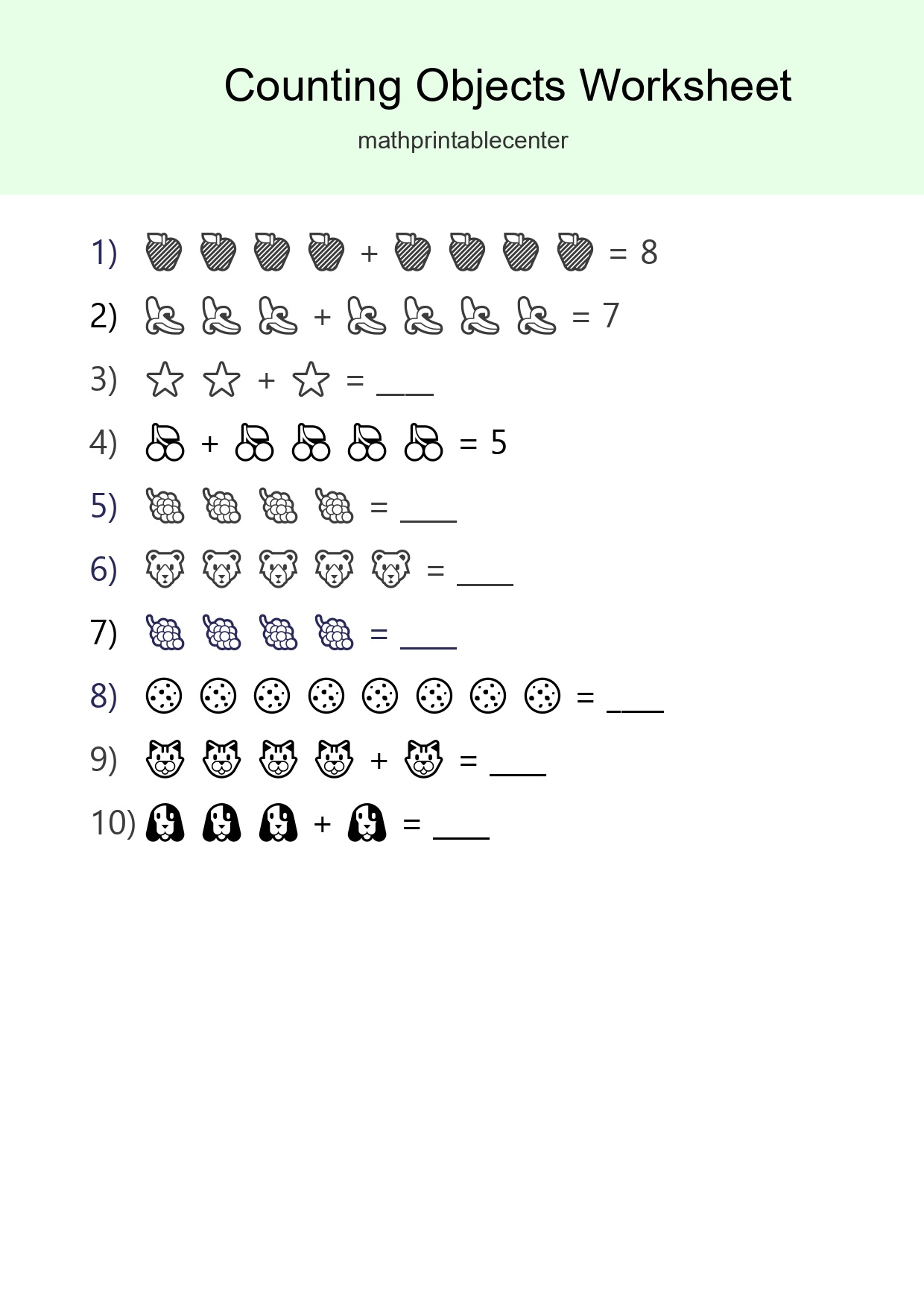 Free Counting Objects Worksheet For Kindergarten - Part 102