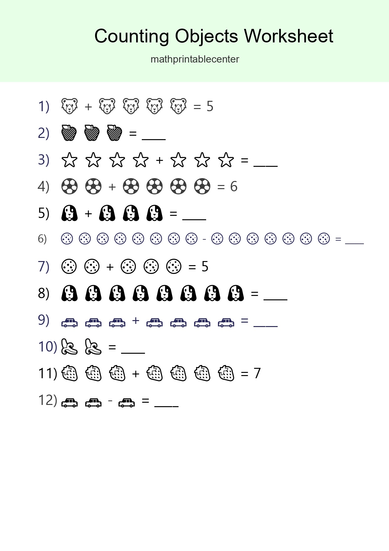 Free Counting Objects Worksheet For Kindergarten - Part 168