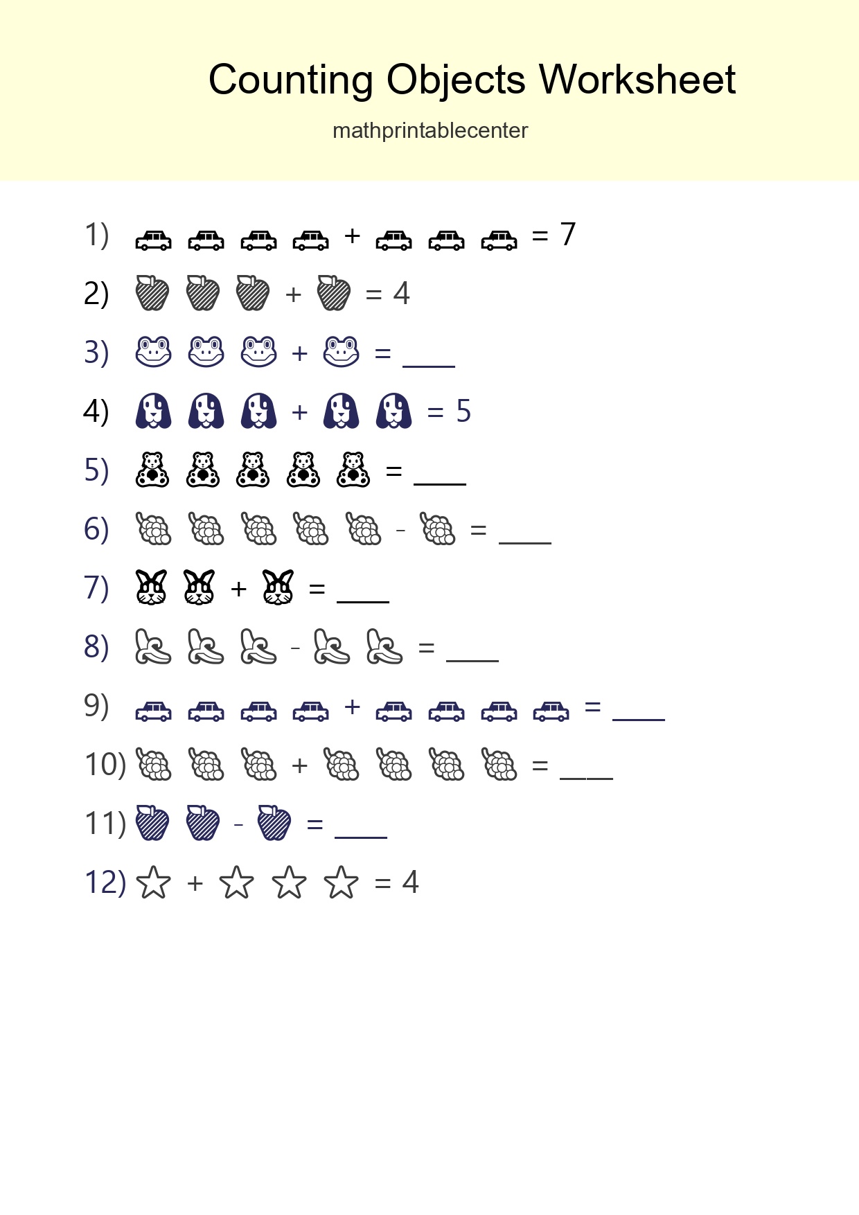 Free Counting Objects Worksheet For Kindergarten Printable - Part 157