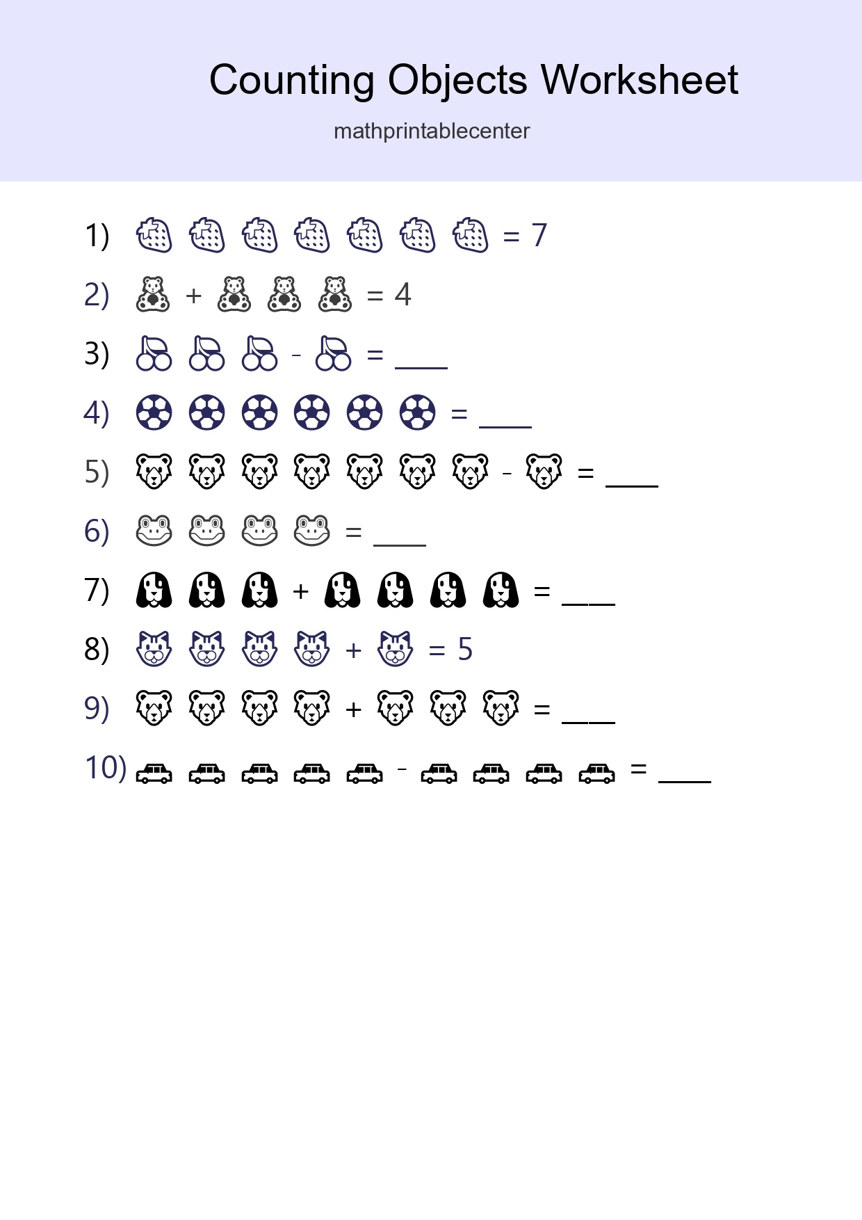 Free Counting Objects Worksheet For Kindergarten Printable - Part 190