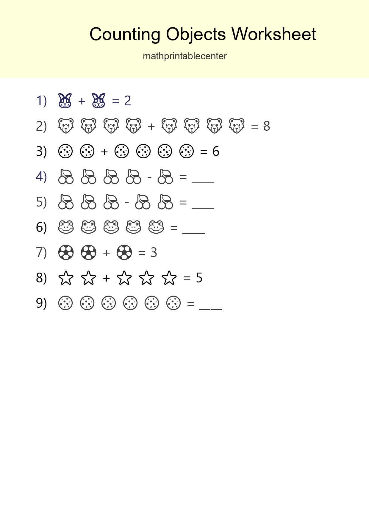 Free Counting Objects Worksheet For Kindergarten Printable - Part 267