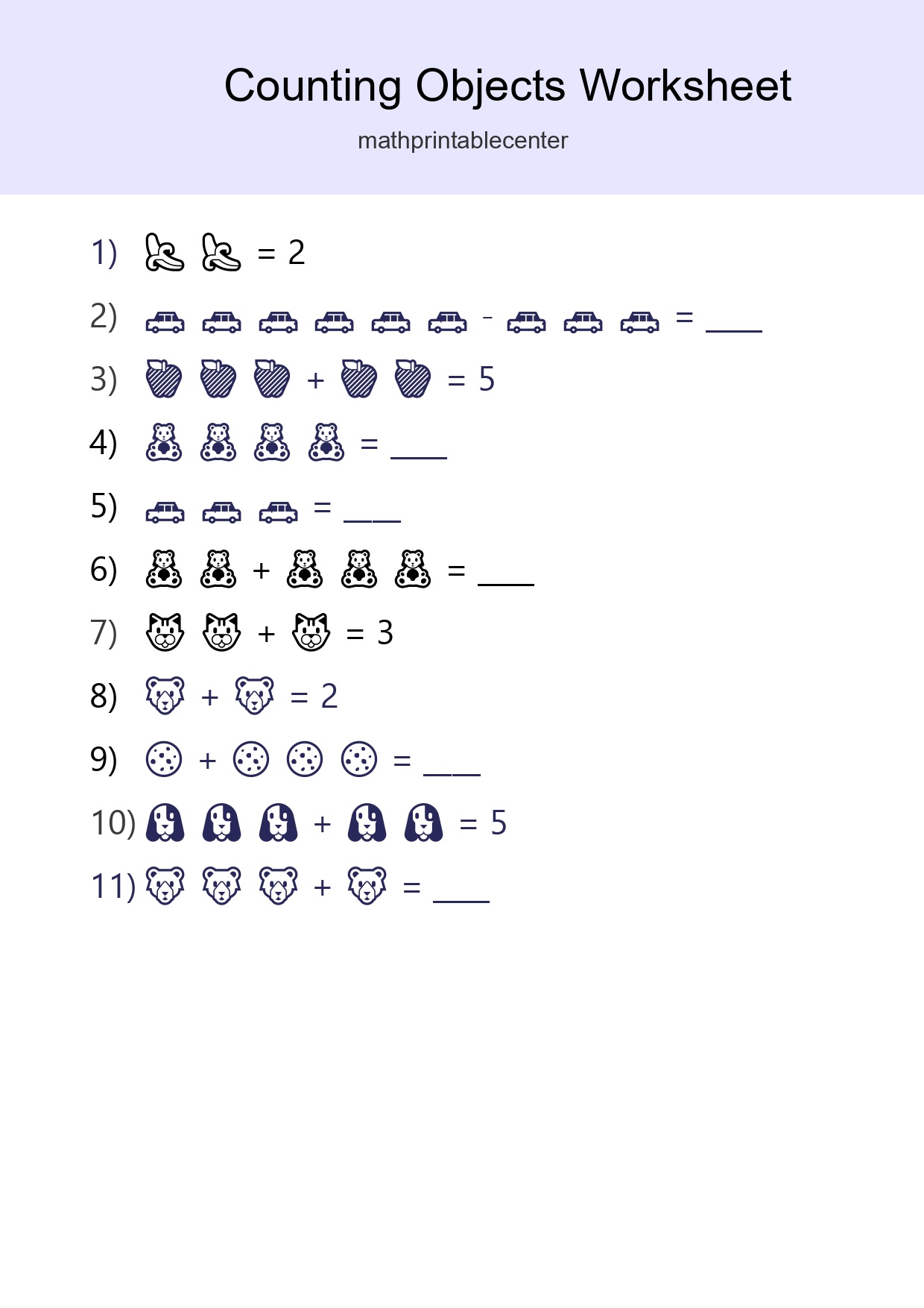 Free Counting Objects Worksheet For Kindergarten Printable - Part 3