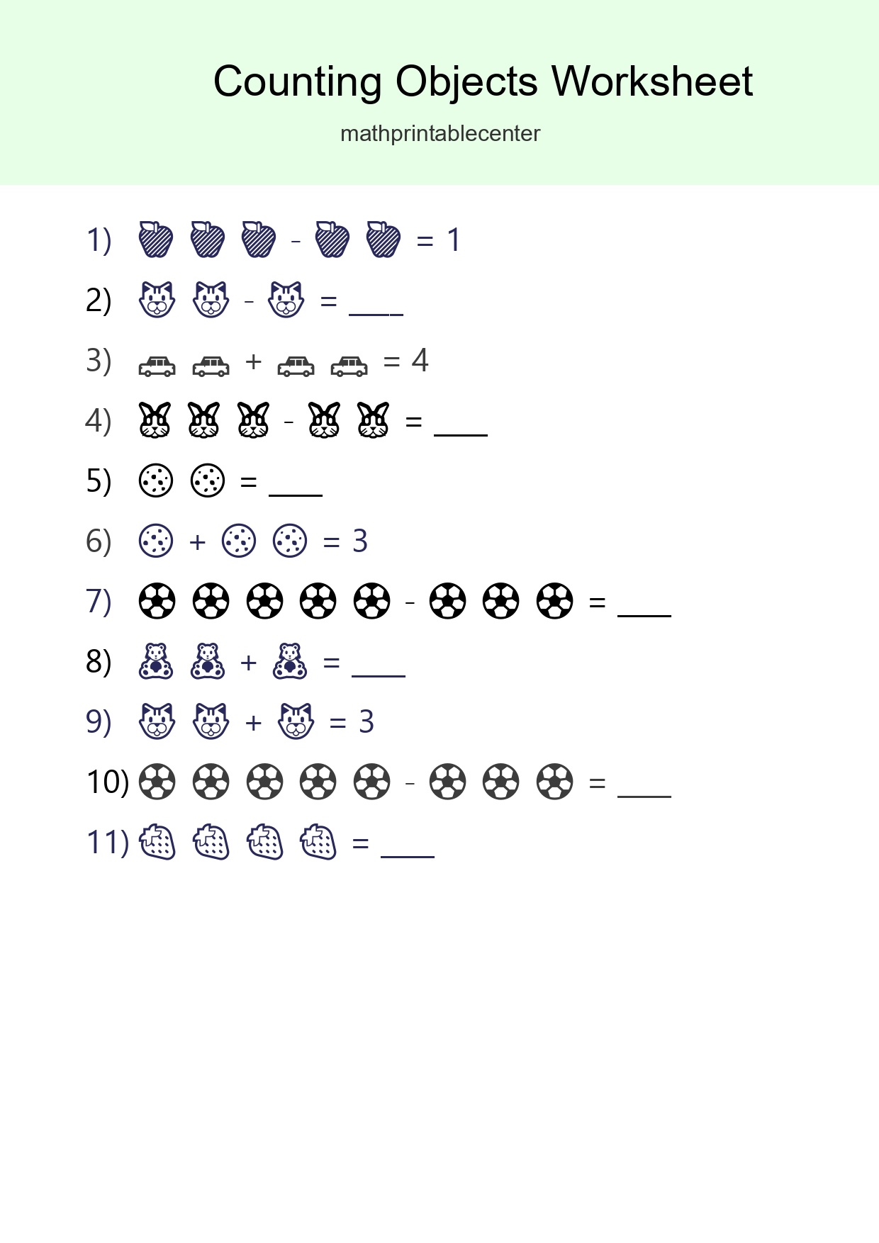 Free Counting Objects Worksheet For Pre-K - Part 69