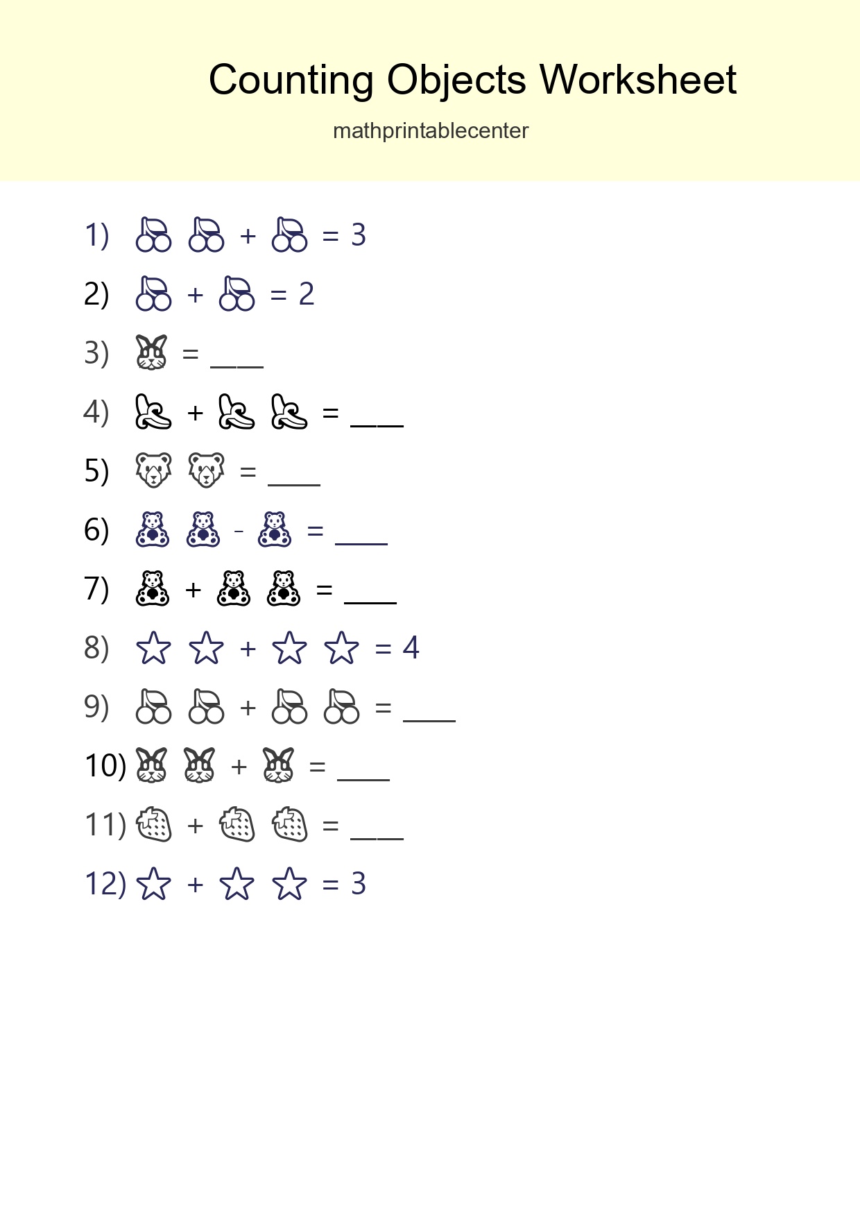 Free Counting Objects Worksheet For Pre-K Printable - Part 124