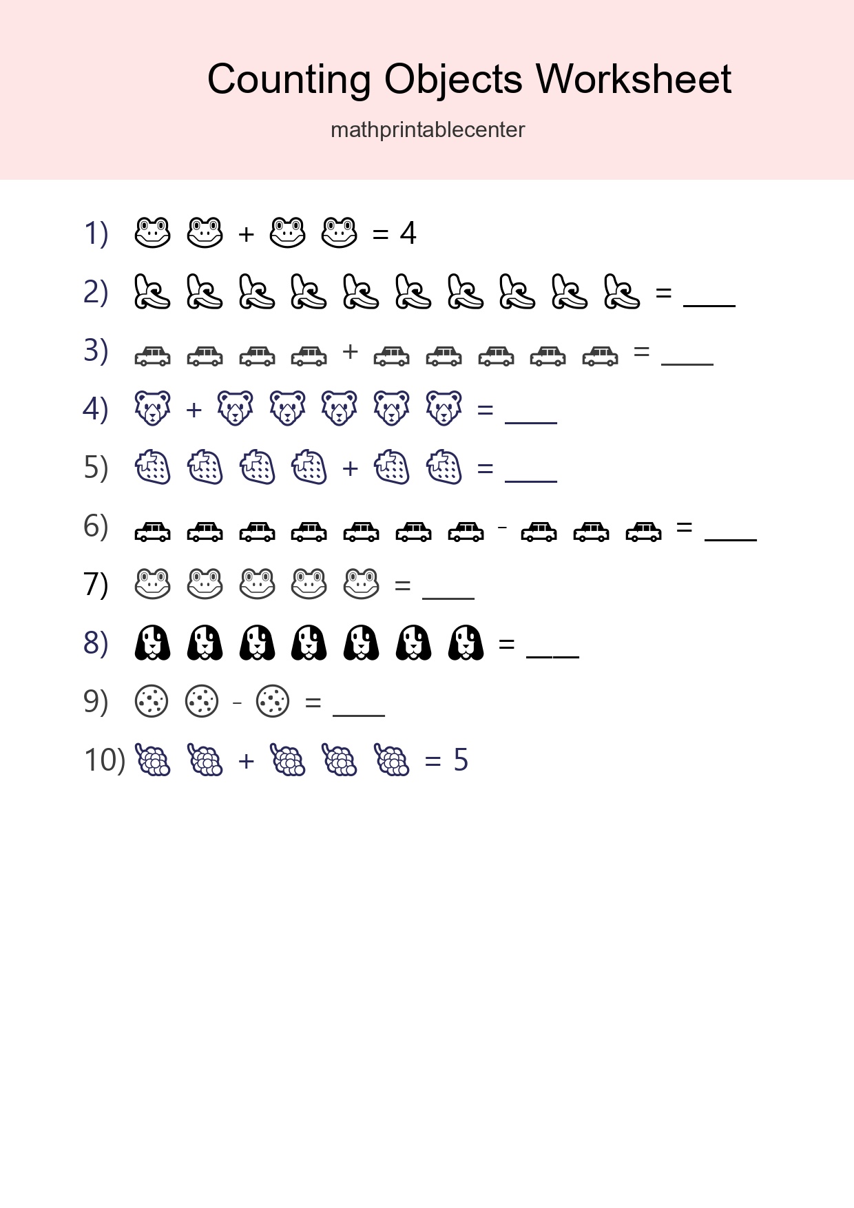Kindergarten Count The Objects Worksheet - Part 113