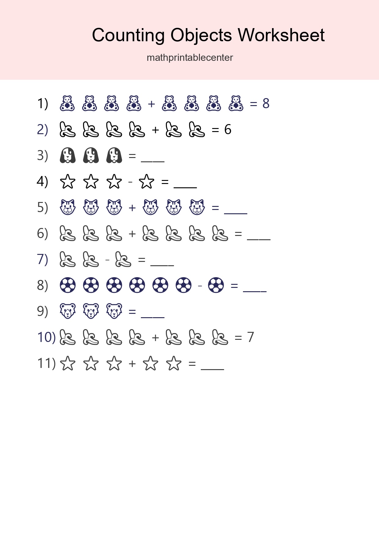 Kindergarten Count The Objects Worksheet - Part 14