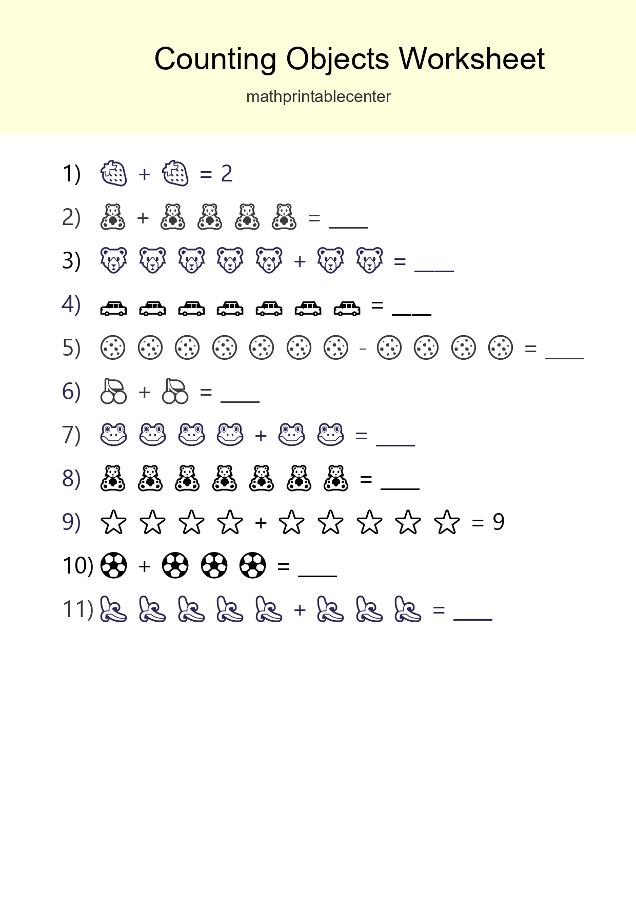 Kindergarten Count The Objects Worksheet - Part 146