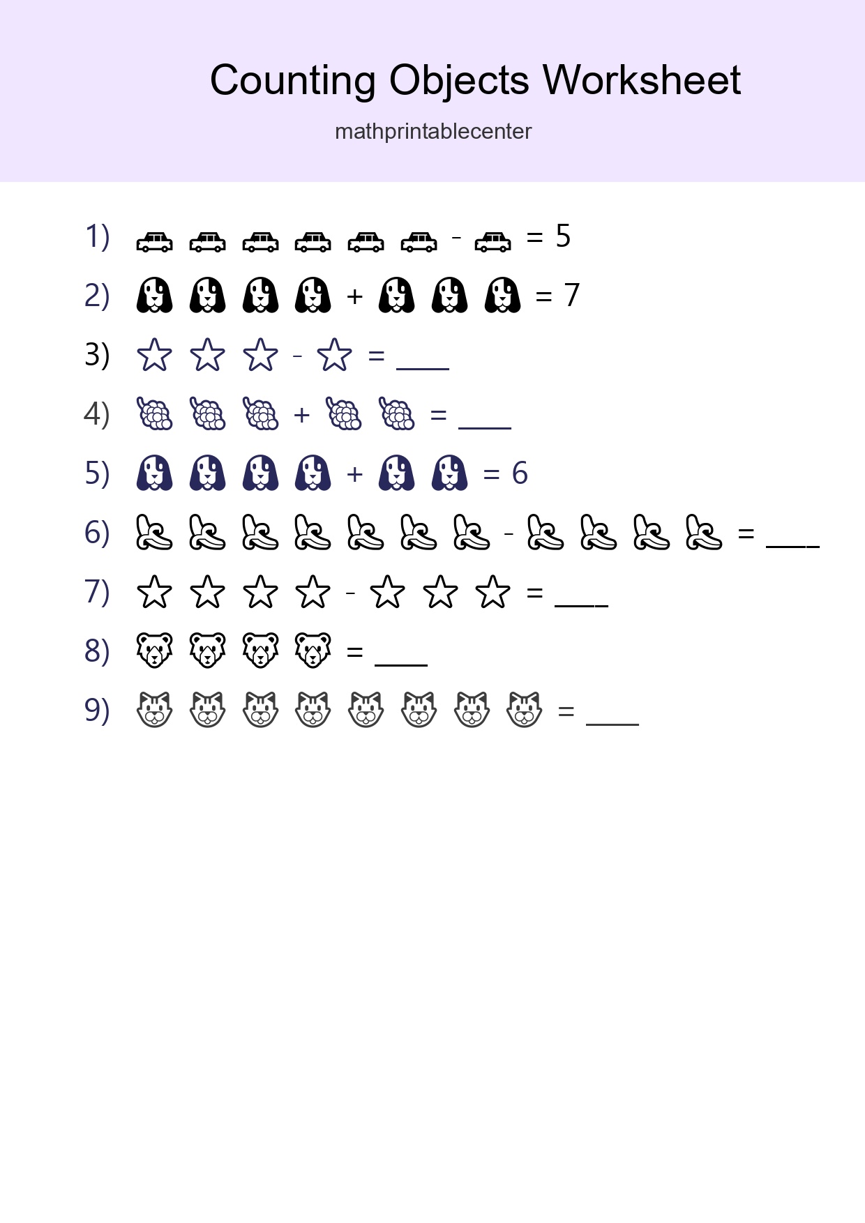 Kindergarten Count The Objects Worksheet - Part 212