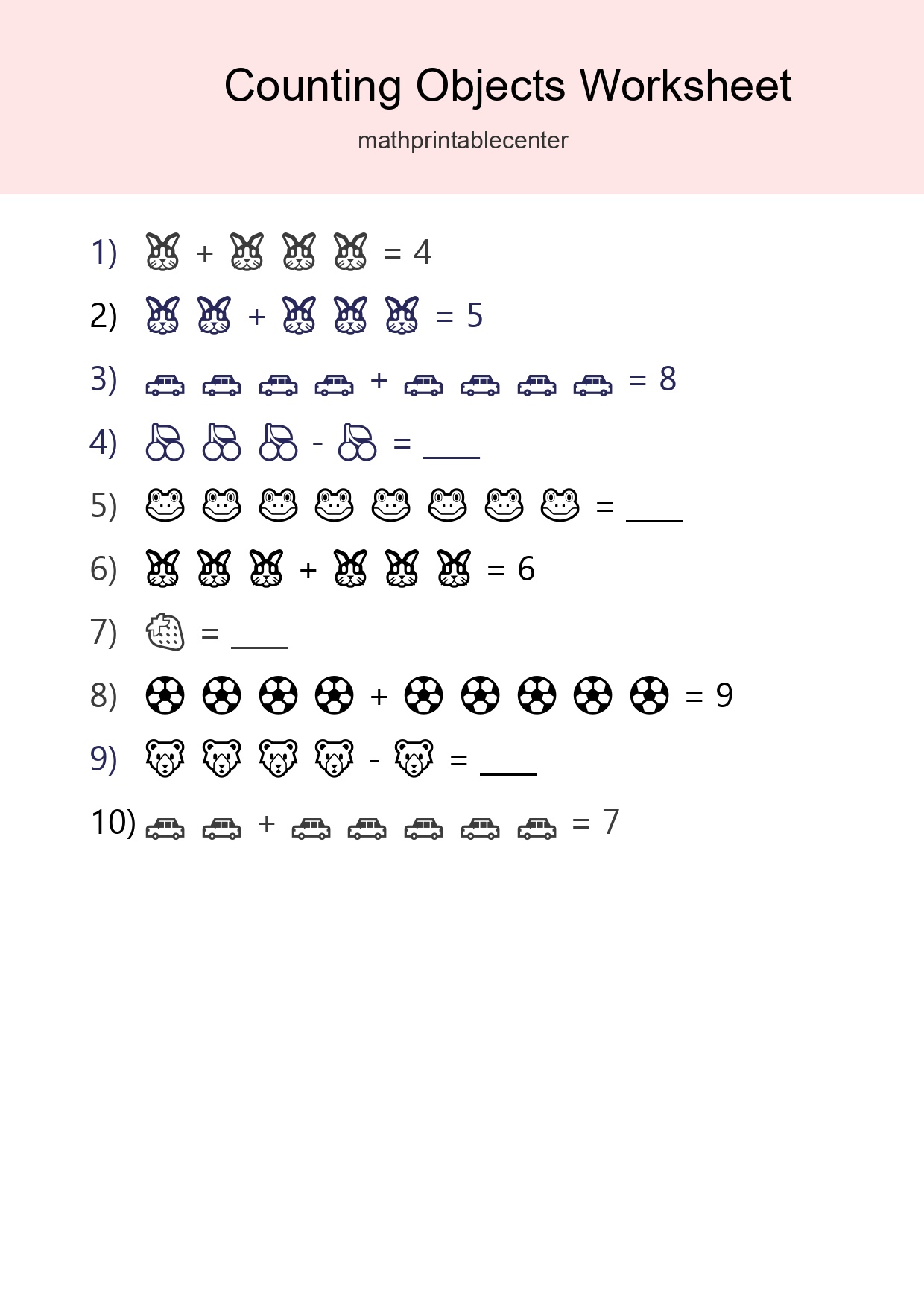 Kindergarten Count The Objects Worksheet - Part 223