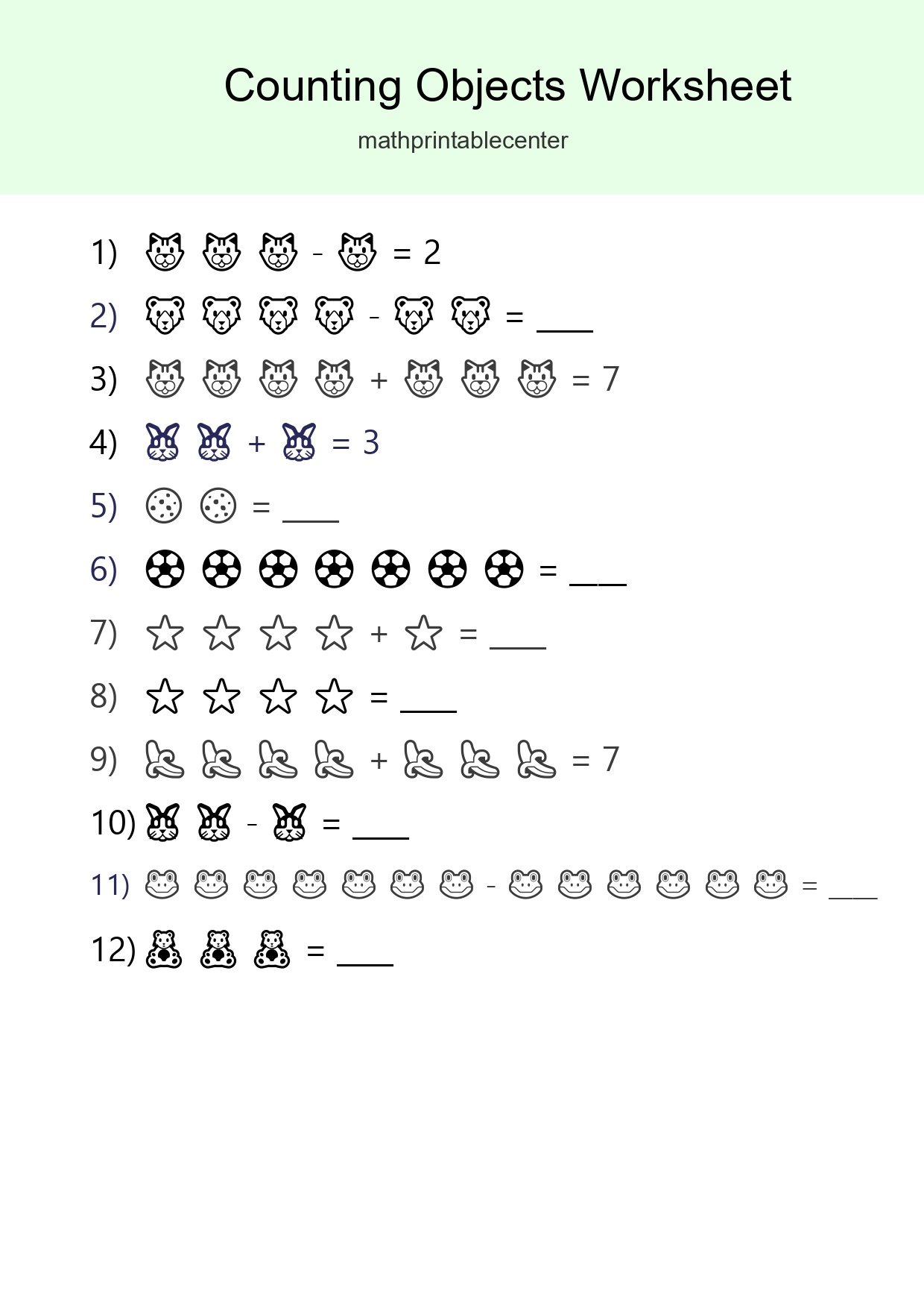 Kindergarten Count The Objects Worksheet - Part 289