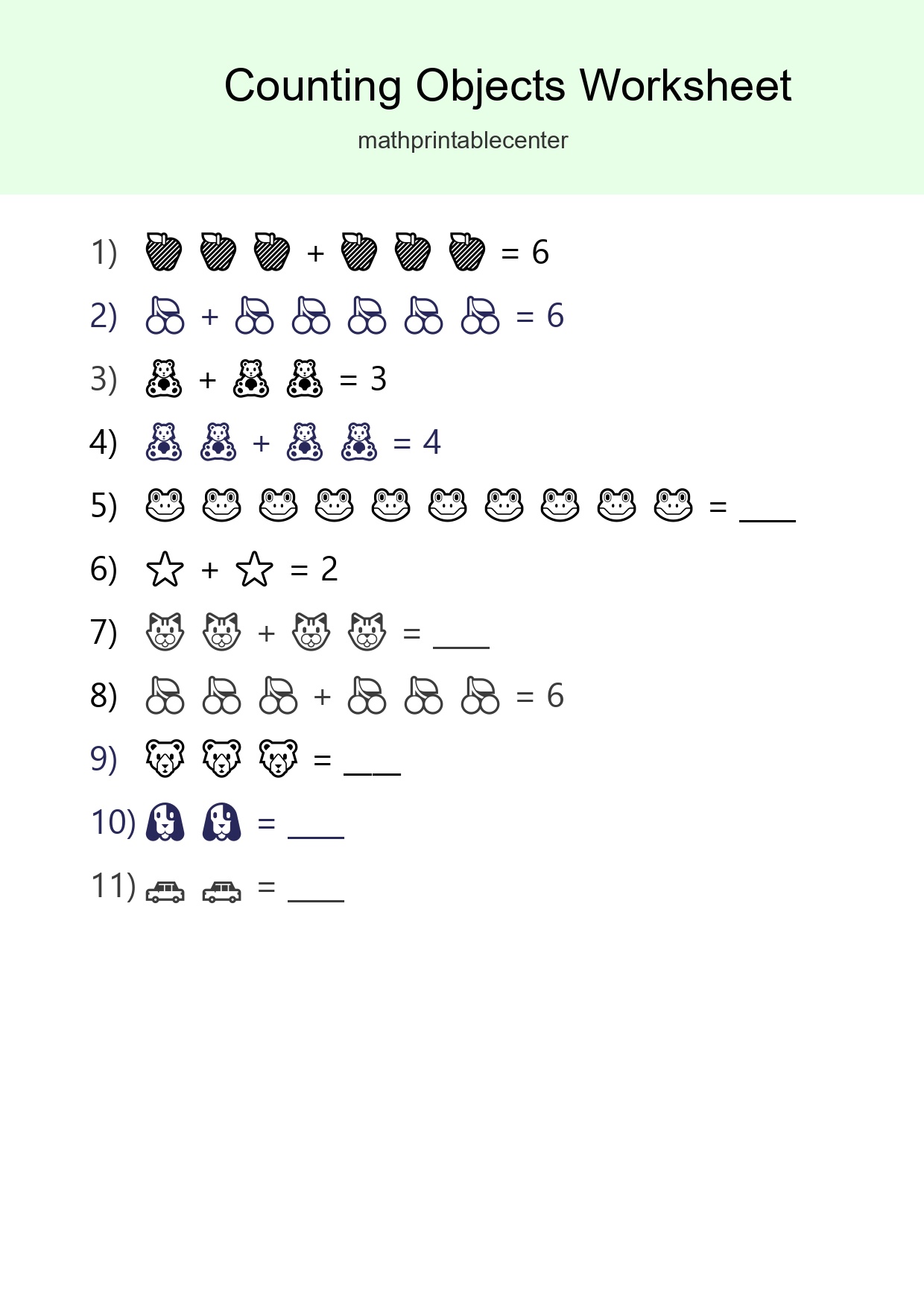 Kindergarten Count The Objects Worksheet - Part 300