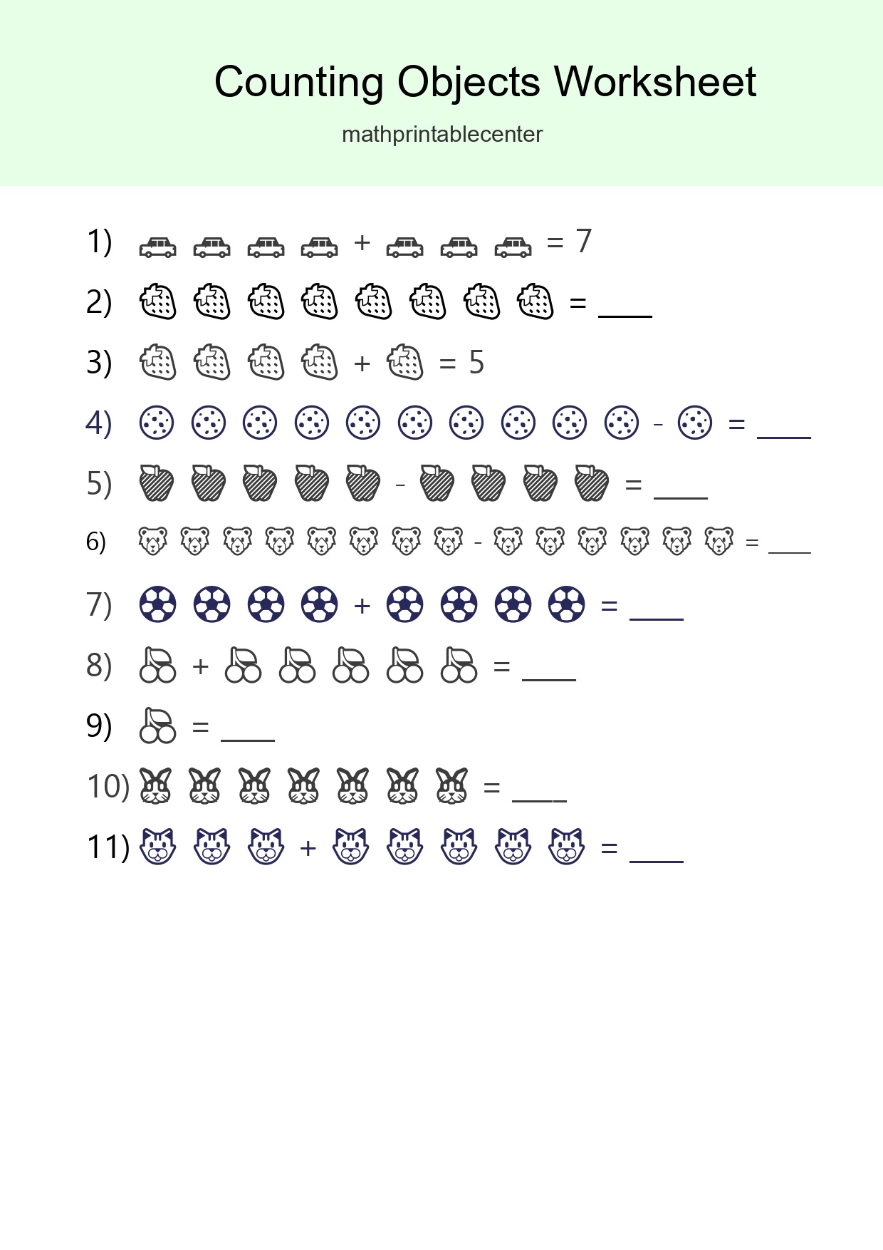 Kindergarten Count The Objects Worksheet - Part 80