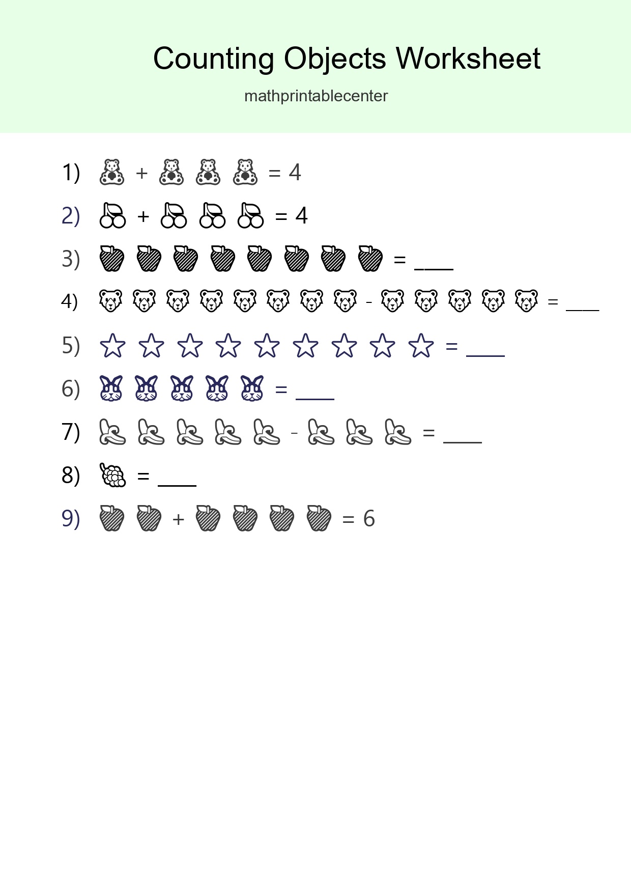 Learn Counting With Pictures Worksheet (Kindergarten) - Part 256